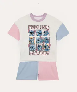 pijama infantil curto de algodão stitch off white 10