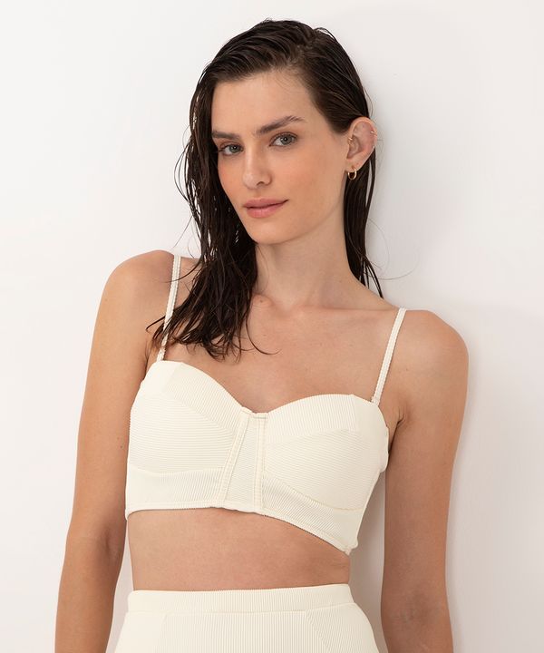 biquíni top canelado recortes com bojo proeção uv al mare collezione off white GG