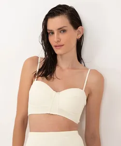 biquíni top canelado recortes com bojo proeção uv al mare collezione off white M