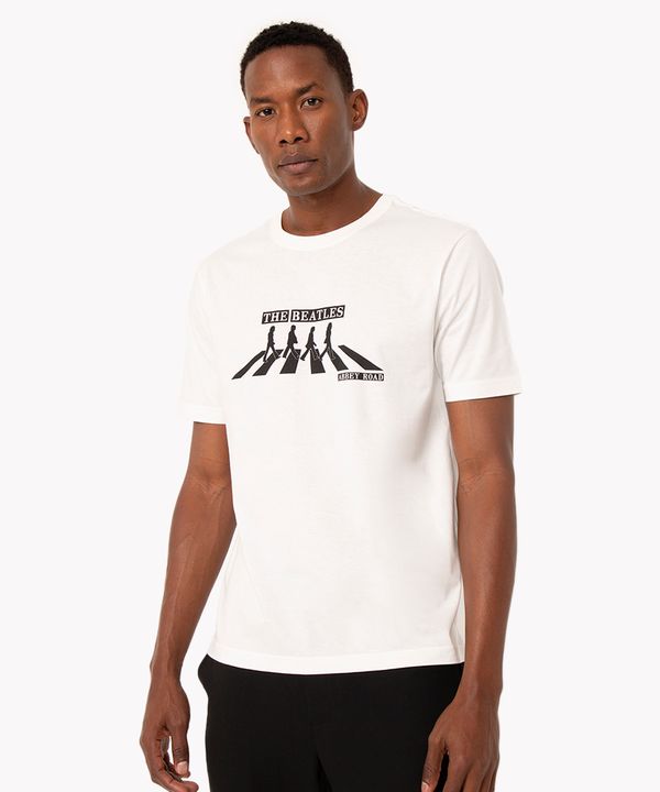 camiseta de algodão the beatles manga curta branco M