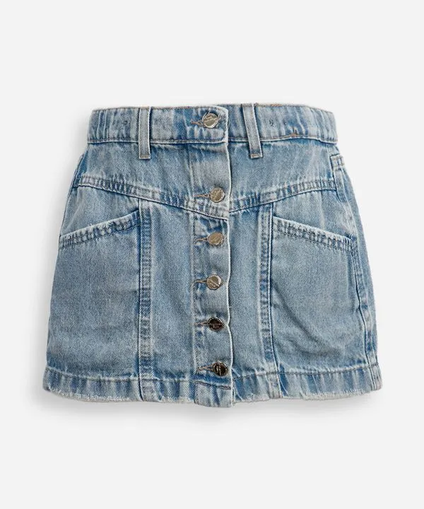 saia curta infantil jeans com botões azul 4