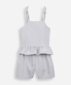 conjunto infantil curto com listrado peplum com laços azul 10
