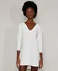 Saída de Praia de Laise Feminina Curta Manga 7/8 Off White P