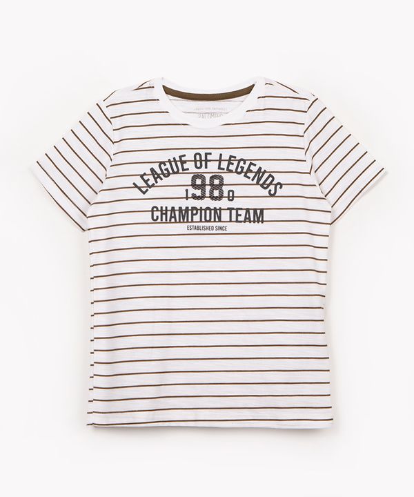 camiseta infantil listrada manga curta off white 4