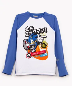 camiseta infantil Sonic manga longa com proteção uv+ colorida 4