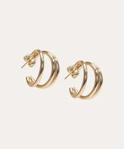 brinco argola tripla dourado Único