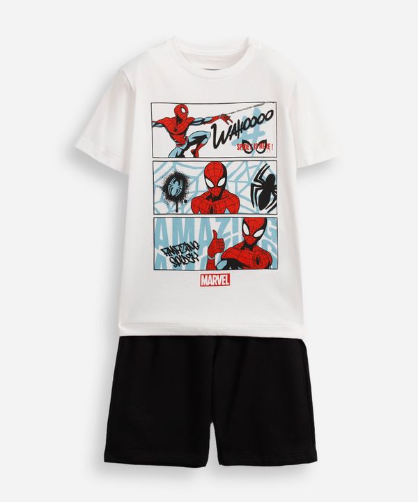 conjunto de algodão infantil homem aranha off white 10