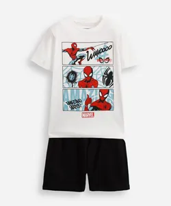 conjunto de algodão infantil homem aranha off white 4