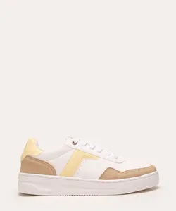 tênis casual cano baixo com recortes amarelo 39