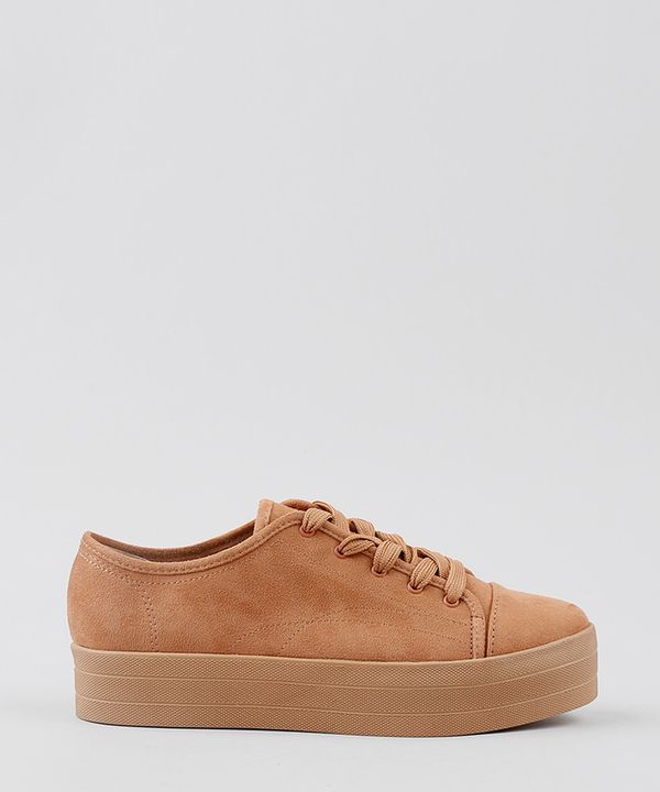 Tênis Feminino Moleca Flatform em Suede Caramelo 34