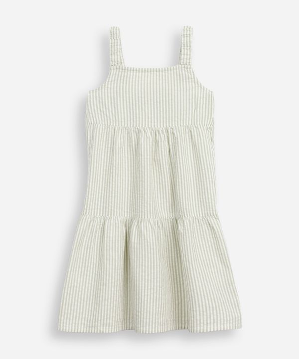 vestido infantil listrado e texturizado verde 2