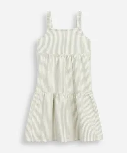 vestido infantil listrado e texturizado verde 4