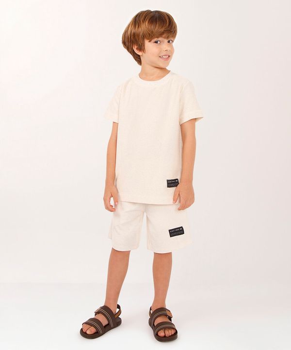 bermuda de algodão infantil com bolsos cru 8