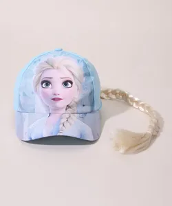 Boné Infantil Aba Curva Elsa Frozen com Trança Azul Claro M