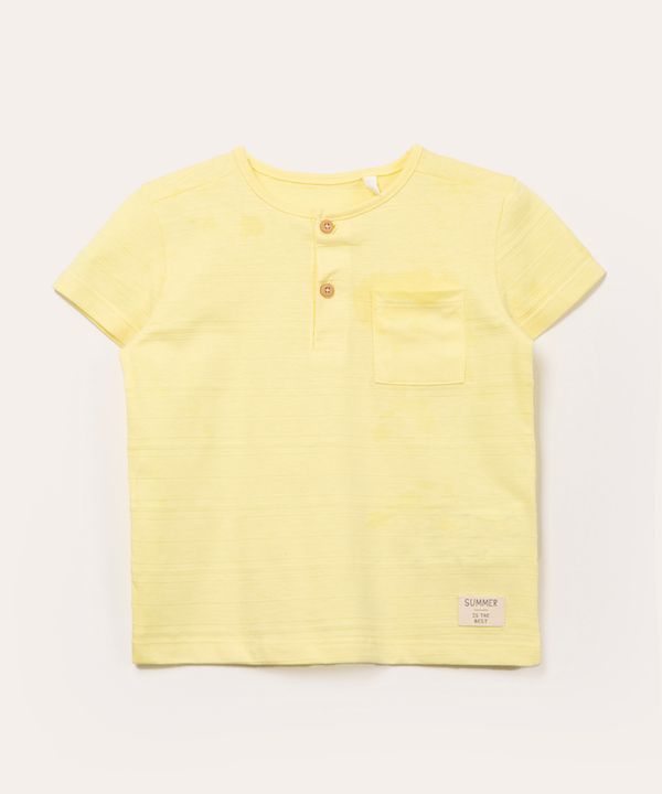 camiseta infantil manga curta com bolso amarelo 5