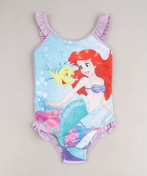 Maiô Infantil Ariel com Babado Proteção UV50+ Lilás 8