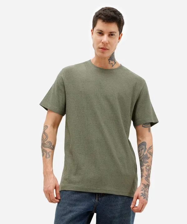 camiseta masculina manga curta texturizada verde P
