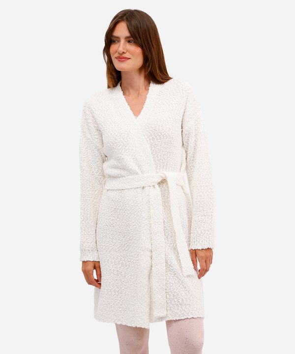robe feminino de tricot com faixa texturizada off white PP
