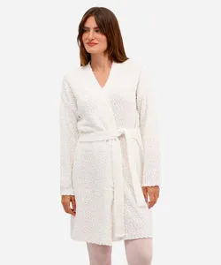 robe feminino de tricot com faixa texturizada off white M