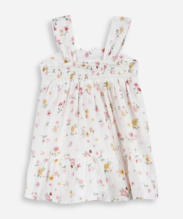 vestido infantil de algodão floral off white 1