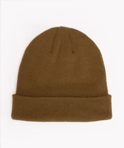 gorro de tricô com dobra verde escuro Único
