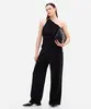 macacão ombro único feminino de viscose preto P