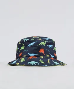 Chapéu Infantil Estampado de Dinossauros Azul Marinho M