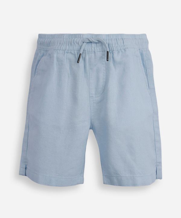 bermuda infantil de linho cós elástico azul 12