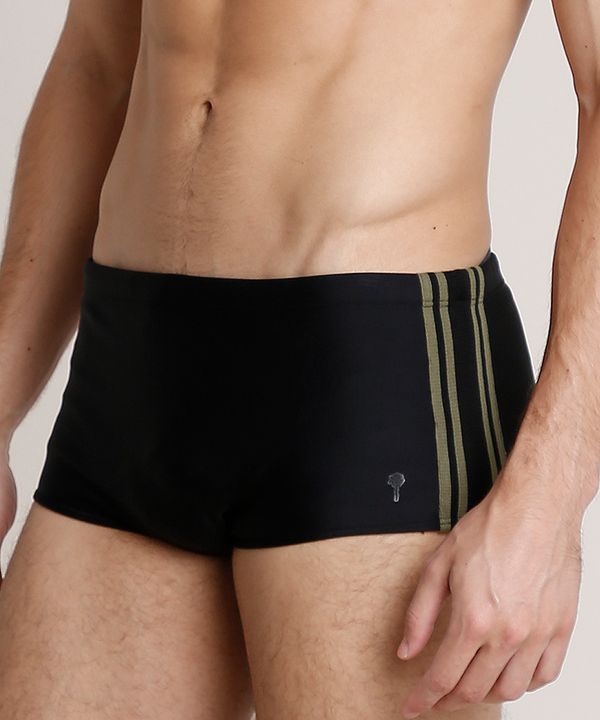 Sunga Masculina Água de Coco Tradicional com Faixa Lateral Proteção UV50+ Preta G