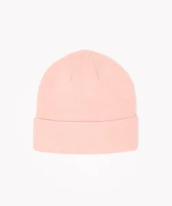 gorro de tricô com dobra rosa claro Único