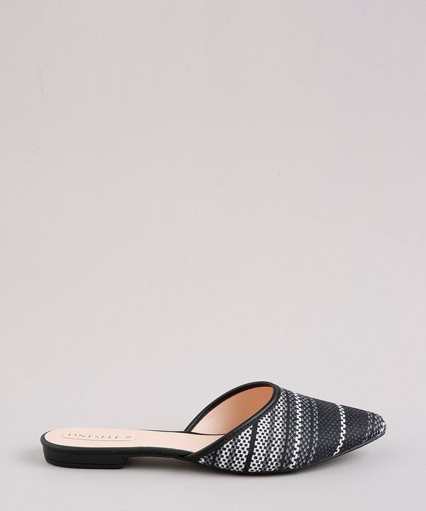 Mule Feminino Bico Fino Oneself Texturizado Preto 35