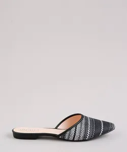 Mule Feminino Bico Fino Oneself Texturizado Preto 39