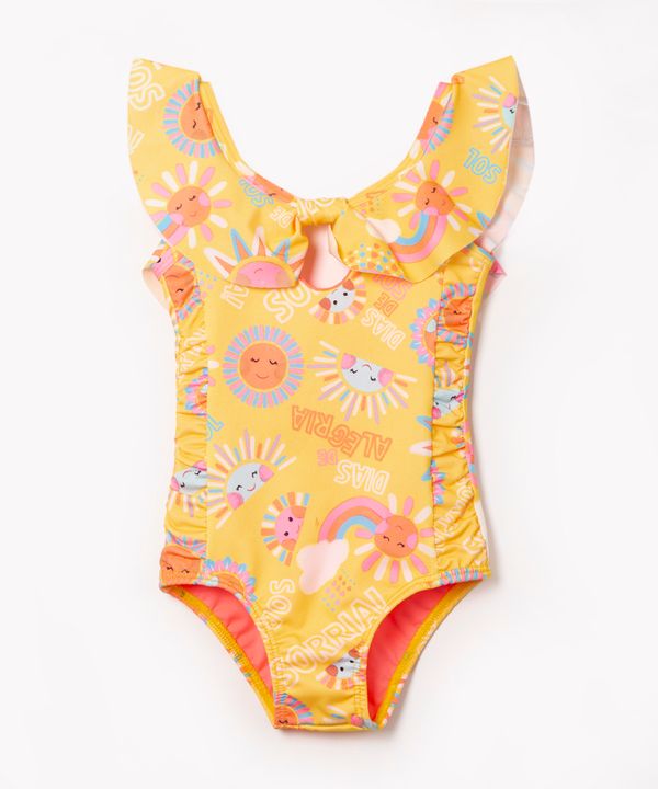 maiô infantil dias de alegria com proteção uv50 amarelo 6