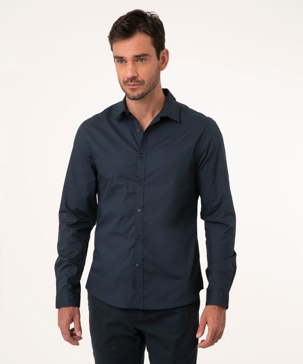 Camisa Slim Manga Longa Azul Marinho GG