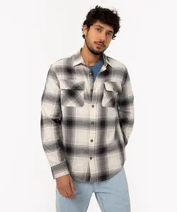 camisa flanelada xadrez manga longa off white G