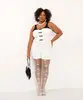 macaquinho canelado com laços plus size - off white GG4