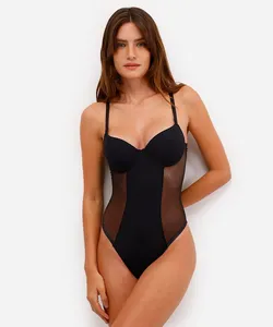 body feminino meia taça com tule preto 40