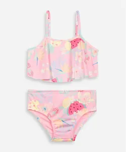 biquíni infantil decote quadrado floral rosa 14