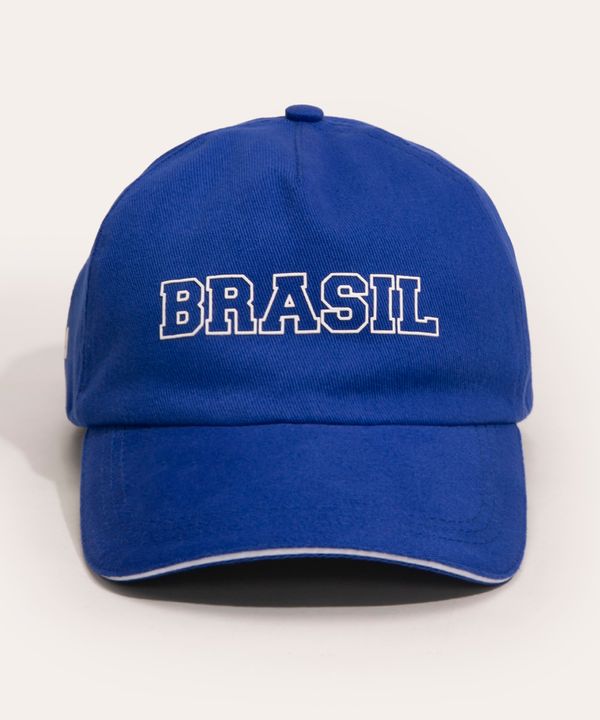 boné aba curva brasil azul Único