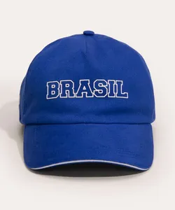 boné aba curva brasil azul Único