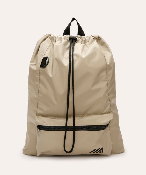 mochila saco com bolso bege UNICO