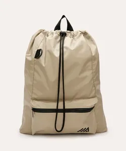 mochila saco com bolso bege UNICO