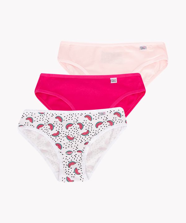 kit de 3 calcinhas infantil miss delírio multicor GG