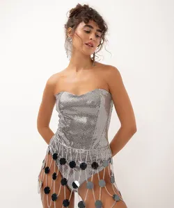 calcinha hot pant brilho prata G