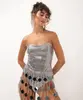 calcinha hot pant brilho prata M