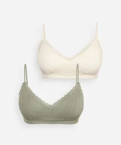 kit de 2 sutiãs triângulo com bojos removíveis colorido G