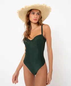 maiô meia taça com proteção uv50 verde militar GG