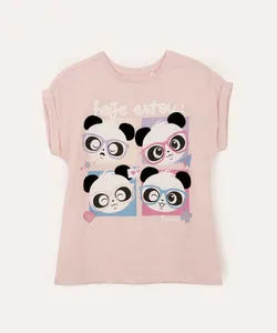 camiseta de algodão infantil luluca rosa 10