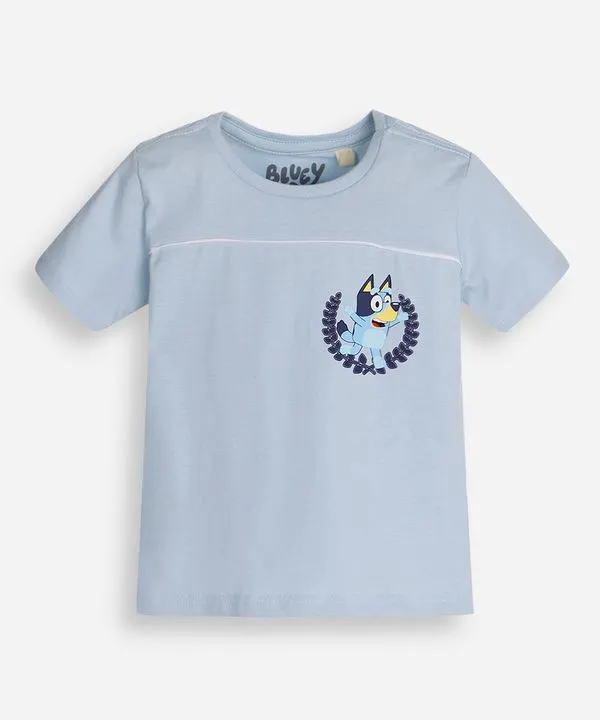 camiseta de algodão infantil manga curta bluey azul 4