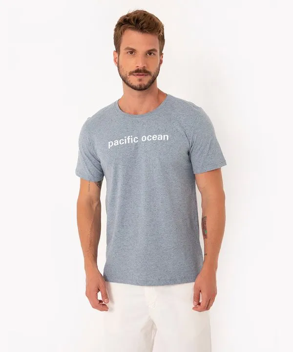 camiseta gola careca manga curta pacific ocean azul M